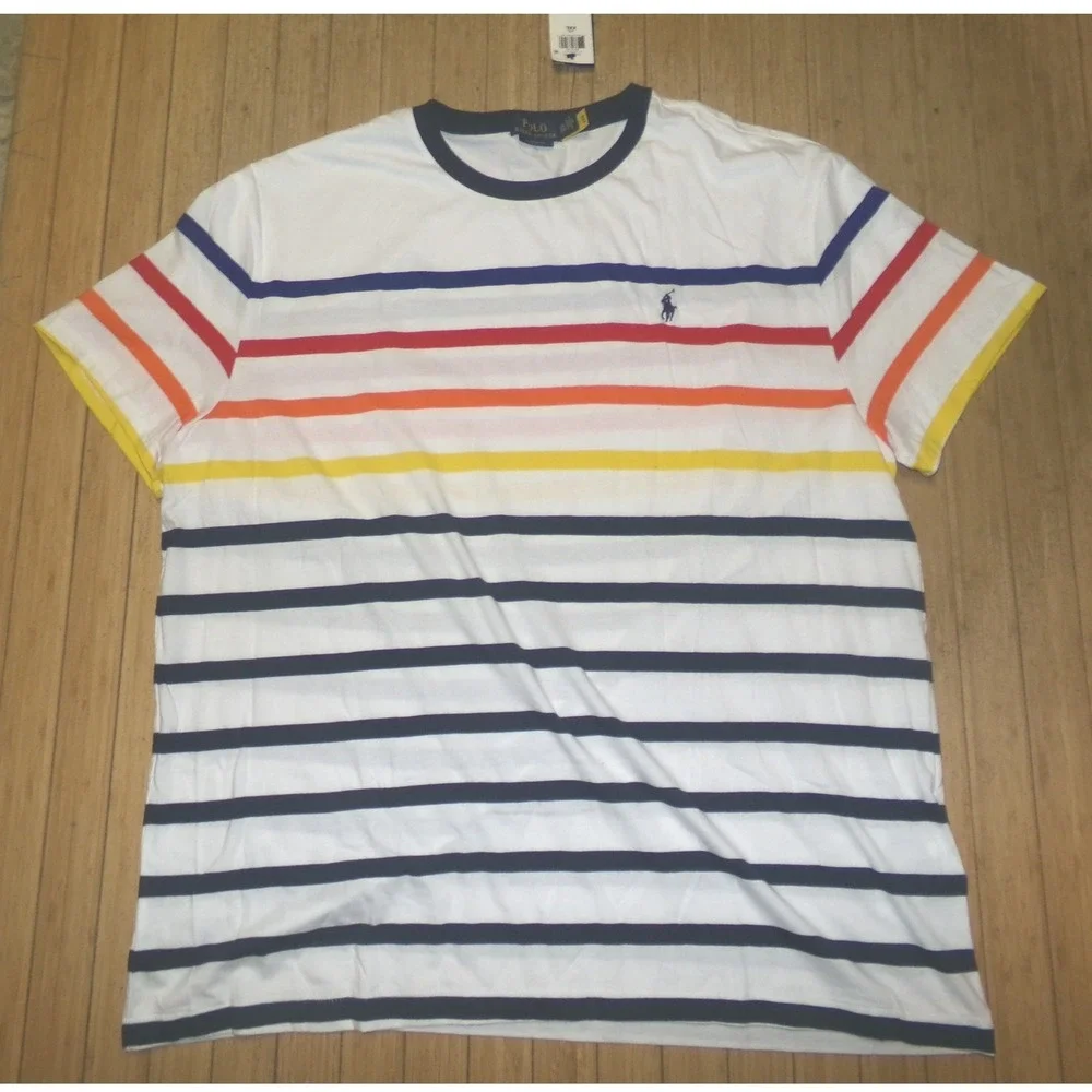 Polo Ralph Lauren Mens XXL Multi Color Striped Classic Fit Crew Neck T-Shirt NWT